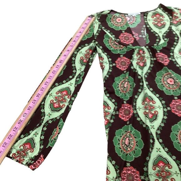 VELVET TORCH Velvet Torch Off The Shoulder Long Sleeve Mini Dress In Pink Green - Picture 5 of 10